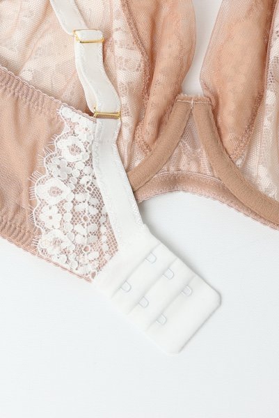 画像12: 【予約受付中】2026SS|LAILA beige B862 | ブラレット・パッドなし・ワイヤーブラ・一枚レース・大きいサイズ・ベージュ | ewabien エヴァビアン (12)