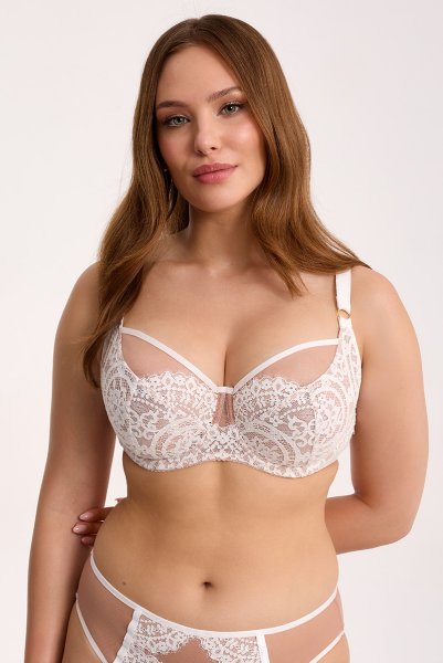 画像2: 【予約受付中】2026SS|LAILA beige B161 | フルカップ・パッドなし・ワイヤーブラ・一枚レース・大きいサイズ・ベージュ | ewabien エヴァビアン (2)