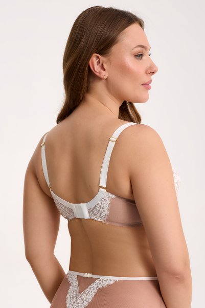 画像3: 【予約受付中】2026SS|LAILA beige B161 | フルカップ・パッドなし・ワイヤーブラ・一枚レース・大きいサイズ・ベージュ | ewabien エヴァビアン (3)