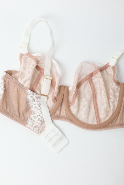 画像11: 【予約受付中】2026SS|LAILA beige B161 | フルカップ・パッドなし・ワイヤーブラ・一枚レース・大きいサイズ・ベージュ | ewabien エヴァビアン (11)