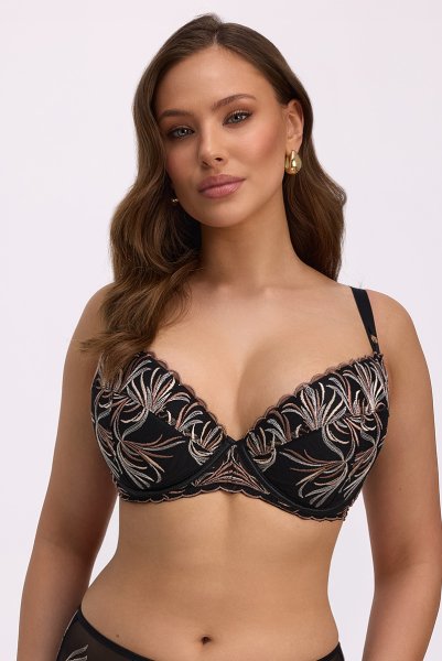 画像1: PALMER black B214 | 3/4カップ・ワイヤーブラ・グラマー向け・ブラック| ewabien エヴァビアン【サイズ交換OK】 輸入下着・高級ランジェリー  (1)