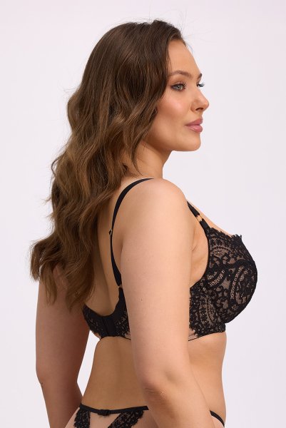 画像2: LAILA-black-B214 | 3/4カップ・ワイヤーブラ・グラマー向け・ブラック| ewabien エヴァビアン 【サイズ交換OK】輸入下着・高級ランジェリー  (2)