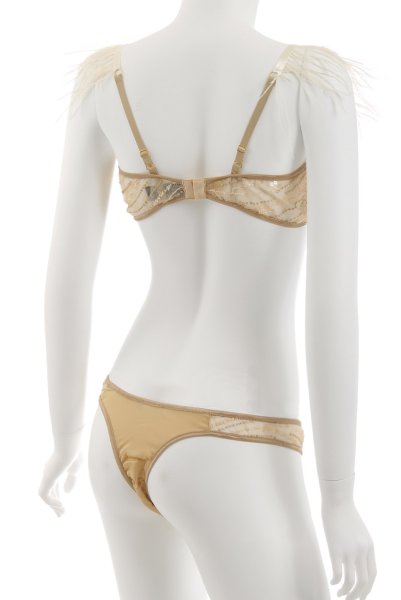画像11: Gold-Sparkle-Set  | ブラレット&ショーツセット・ノンパテッドブラ・替えストラップ付・ゴールド・ラメ・スパンコール・シルク混サテン | LA MUSA ラミューザ (11)