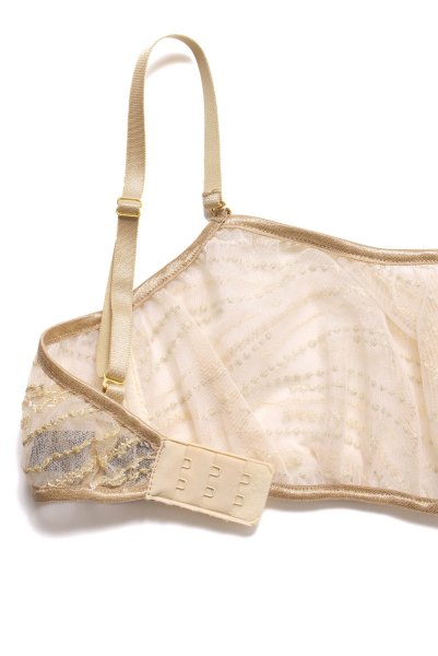 画像14: Gold-Sparkle-Set  | ブラレット&ショーツセット・ノンパテッドブラ・替えストラップ付・ゴールド・ラメ・スパンコール・シルク混サテン | LA MUSA ラミューザ (14)
