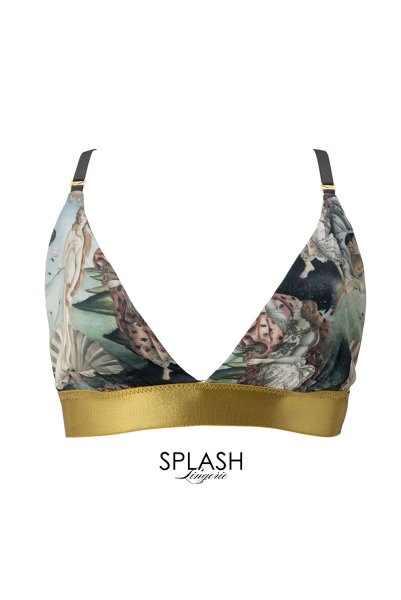 画像5: Venus-Set  | ブラレット＆ショーツセット・ノンパテッドブラ・替えストラップ付・グリーン・ビーナスプリント・シルク混 | LA MUSA ラミューザ (5)