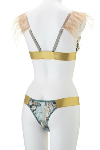 画像8: Venus-Set  | ブラレット＆ショーツセット・ノンパテッドブラ・替えストラップ付・グリーン・ビーナスプリント・シルク混 | LA MUSA ラミューザ (8)