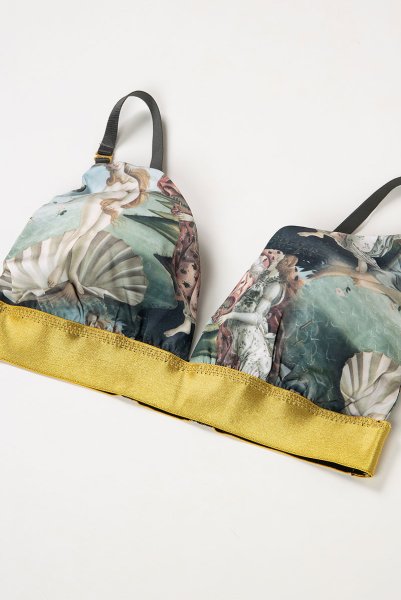 画像9: Venus-Set  | ブラレット＆ショーツセット・ノンパテッドブラ・替えストラップ付・グリーン・ビーナスプリント・シルク混 | LA MUSA ラミューザ (9)