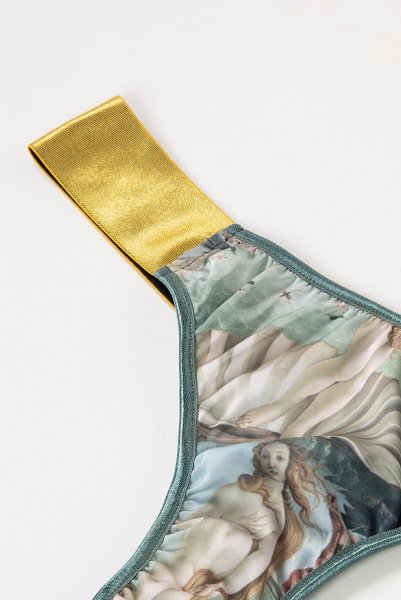 画像14: Venus-Set  | ブラレット＆ショーツセット・ノンパテッドブラ・替えストラップ付・グリーン・ビーナスプリント・シルク混 | LA MUSA ラミューザ (14)