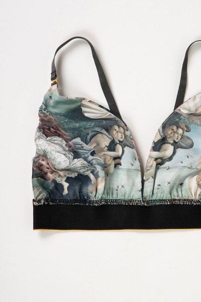 画像11: Venus-Set  | ブラレット＆ショーツセット・ノンパテッドブラ・替えストラップ付・グリーン・ビーナスプリント・シルク混 | LA MUSA ラミューザ (11)