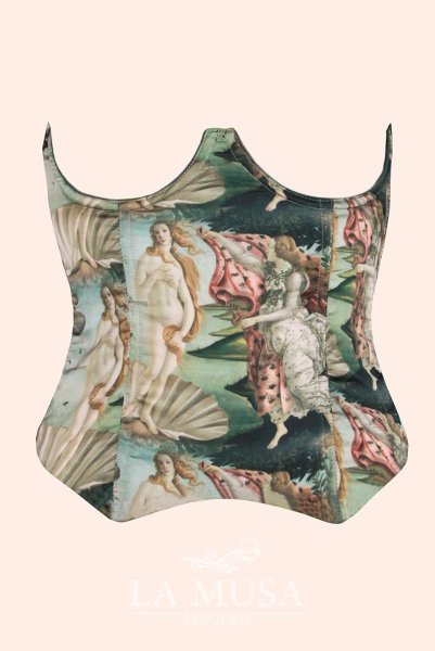 画像7: Venus-Corset  | コルセット・グリーン・ビーナスプリント・シルク混 | LA MUSA ラミューザ| ラミューザ LA MUSA 輸入下着・ 高級ランジェリー   (7)