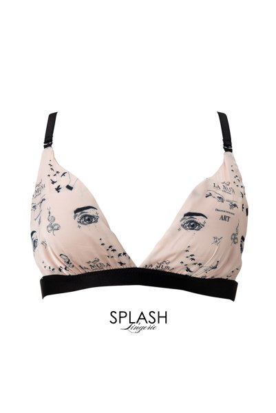 画像7: ART-Tattoo  | ブラレット＆ショーツセット・ノンパテッドブラ・ヌードピンク・LA MUSAアイコンプリント・シルク混 | LA MUSA ラミューザ (7)