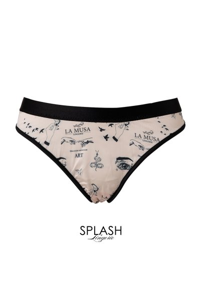 画像8: ART-Tattoo  | ブラレット＆ショーツセット・ノンパテッドブラ・ヌードピンク・LA MUSAアイコンプリント・シルク混 | LA MUSA ラミューザ (8)