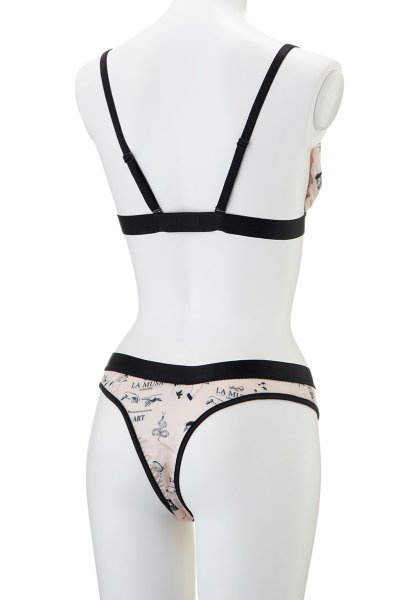 画像10: ART-Tattoo  | ブラレット＆ショーツセット・ノンパテッドブラ・ヌードピンク・LA MUSAアイコンプリント・シルク混 | LA MUSA ラミューザ (10)
