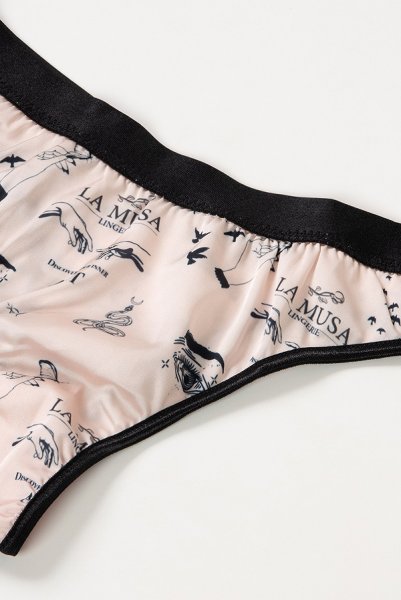 画像17: ART-Tattoo  | ブラレット＆ショーツセット・ノンパテッドブラ・ヌードピンク・LA MUSAアイコンプリント・シルク混 | LA MUSA ラミューザ (17)