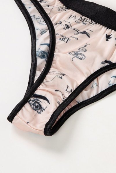画像18: ART-Tattoo  | ブラレット＆ショーツセット・ノンパテッドブラ・ヌードピンク・LA MUSAアイコンプリント・シルク混 | LA MUSA ラミューザ (18)