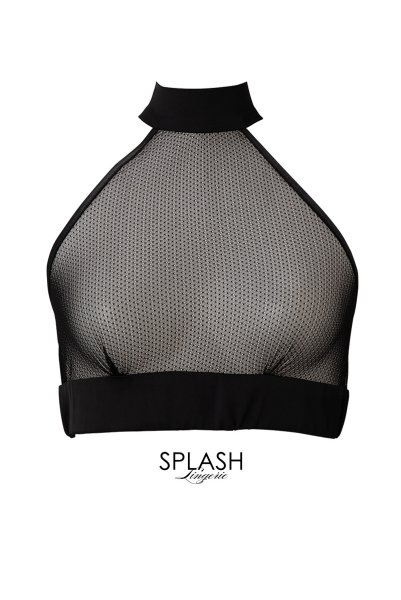 画像3: Mystery  | ブラレット&ショーツ&ガーターベルトセット・ノンパテッドブラ・ブラック・シースルー・ホルターネック・シルク混サテン | LA MUSA ラミューザ (3)