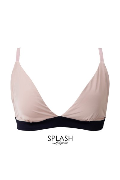 画像5: Aurora  | ブラレット＆ショーツ＆ガーターベルトセット・ノンパテッドブラ・ピンク・ネイビー・シルク混サテン | LA MUSA ラミューザ (5)