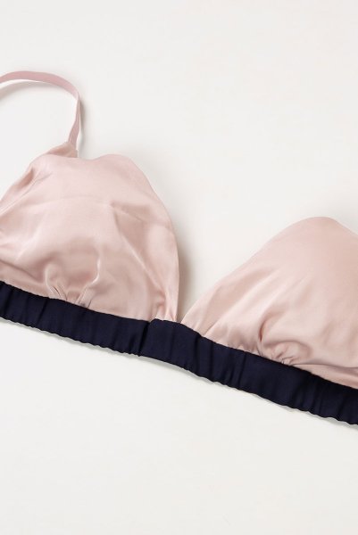 画像10: Aurora  | ブラレット＆ショーツ＆ガーターベルトセット・ノンパテッドブラ・ピンク・ネイビー・シルク混サテン | LA MUSA ラミューザ (10)