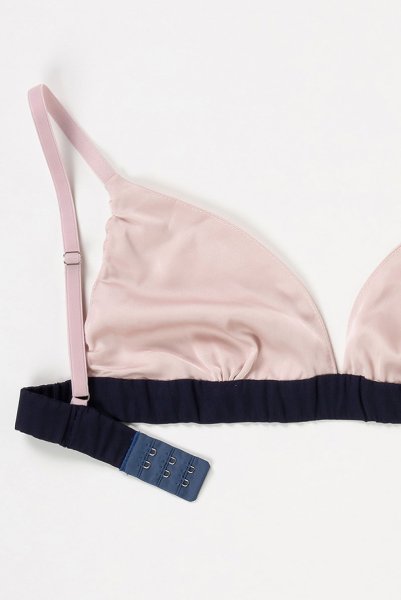 画像12: Aurora  | ブラレット＆ショーツ＆ガーターベルトセット・ノンパテッドブラ・ピンク・ネイビー・シルク混サテン | LA MUSA ラミューザ (12)