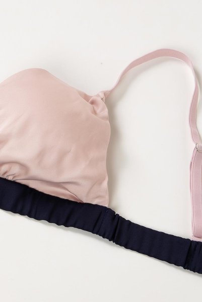 画像11: Aurora  | ブラレット＆ショーツ＆ガーターベルトセット・ノンパテッドブラ・ピンク・ネイビー・シルク混サテン | LA MUSA ラミューザ (11)