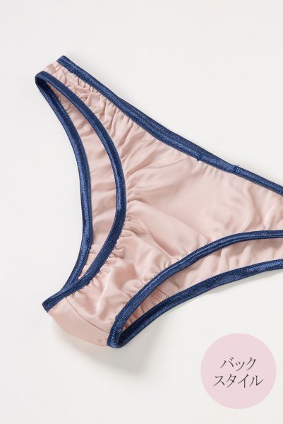 画像14: Aurora  | ブラレット＆ショーツ＆ガーターベルトセット・ノンパテッドブラ・ピンク・ネイビー・シルク混サテン | LA MUSA ラミューザ (14)