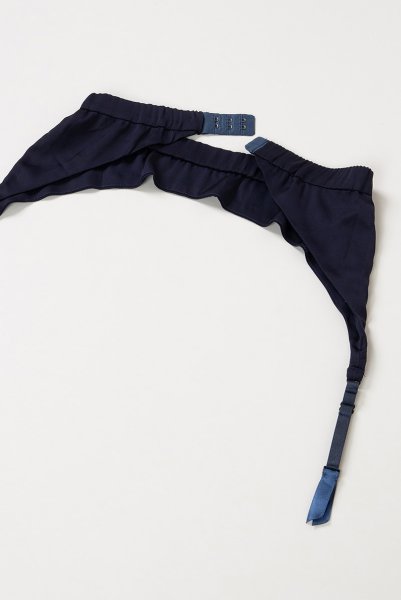 画像17: Aurora  | ブラレット＆ショーツ＆ガーターベルトセット・ノンパテッドブラ・ピンク・ネイビー・シルク混サテン | LA MUSA ラミューザ (17)