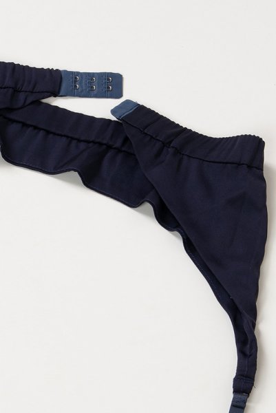 画像18: Aurora  | ブラレット＆ショーツ＆ガーターベルトセット・ノンパテッドブラ・ピンク・ネイビー・シルク混サテン | LA MUSA ラミューザ (18)