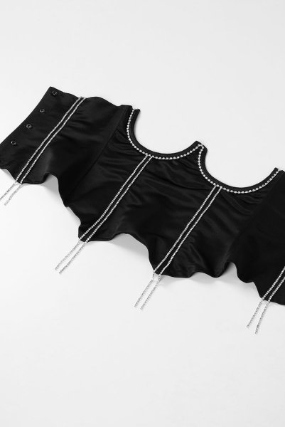 画像10: Black-Corset  | コルセット・ブラック・ビジュー・スワロフスキー・サテン・シルク混 | LA MUSA ラミューザ| ラミューザ LA MUSA 輸入下着・ 高級ランジェリー   (10)