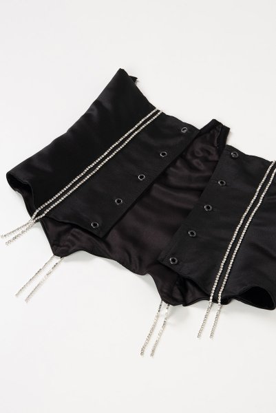 画像13: Black-Corset  | コルセット・ブラック・ビジュー・スワロフスキー・サテン・シルク混 | LA MUSA ラミューザ| ラミューザ LA MUSA 輸入下着・ 高級ランジェリー   (13)