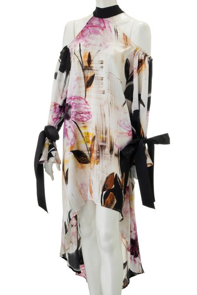 画像13: Watercolour-Flower-Dress  | ドレス・オフショルダー・ホルターネック・ウエストリボン付属・シルク混 | LA MUSA ラミューザ| ラミューザ LA MUSA 輸入下着・ 高級ランジェリー   (13)