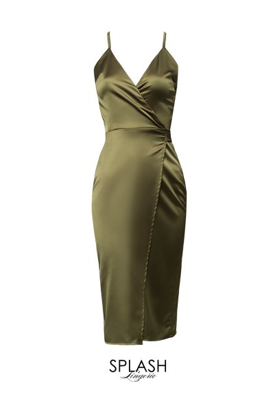 画像7: Golden-Olive-Dress  | ラップドレス・オリーブグリーン・シルク混 | LA MUSA ラミューザ| ラミューザ LA MUSA 輸入下着・ 高級ランジェリー   (7)