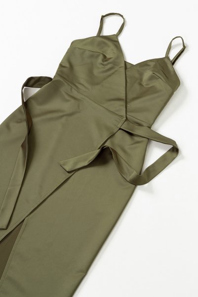画像10: Golden-Olive-Dress  | ラップドレス・オリーブグリーン・シルク混 | LA MUSA ラミューザ| ラミューザ LA MUSA 輸入下着・ 高級ランジェリー   (10)