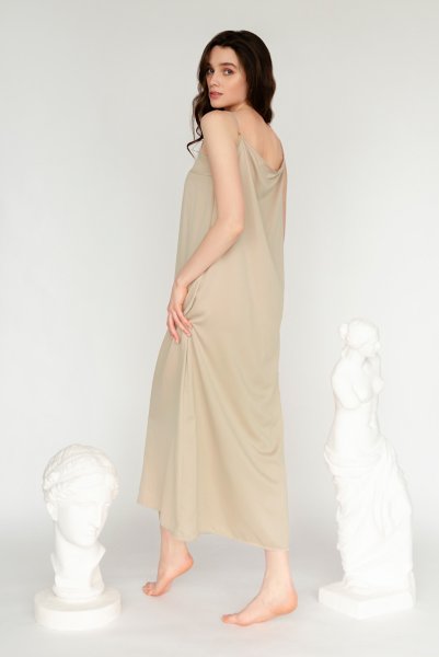 画像3: Angel-Slip-Dress-Long  | ロングドレス・ベージュ・シルク混・2way・取り替えOKな羽ストラップ付き | LA MUSA ラミューザ| ラミューザ LA MUSA 輸入下着・ 高級ランジェリー   (3)