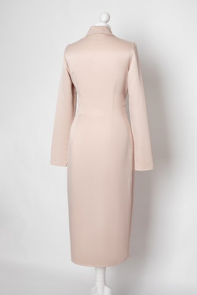 画像3: Dress-Emilia  | ロングスリーブ・ラップドレス・ピンクベージュ・ジョニーカラー・シルク混 | LA MUSA ラミューザ| ラミューザ LA MUSA 輸入下着・ 高級ランジェリー   (3)