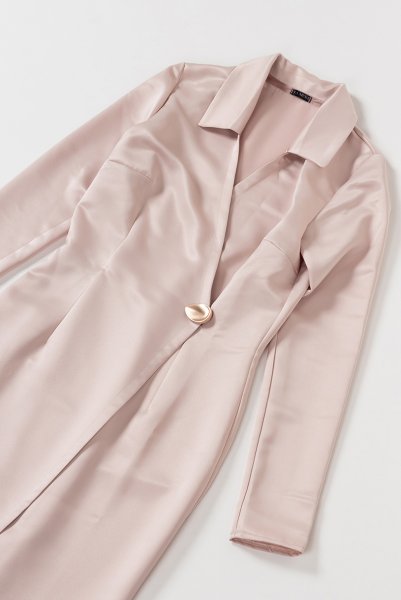 画像6: Dress-Emilia  | ロングスリーブ・ラップドレス・ピンクベージュ・ジョニーカラー・シルク混 | LA MUSA ラミューザ| ラミューザ LA MUSA 輸入下着・ 高級ランジェリー   (6)