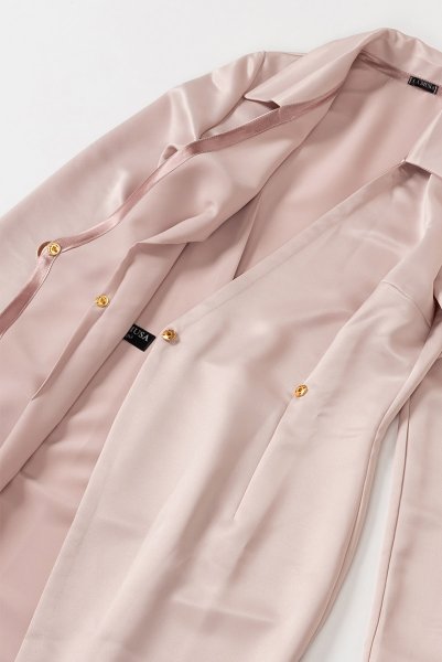 画像8: Dress-Emilia  | ロングスリーブ・ラップドレス・ピンクベージュ・ジョニーカラー・シルク混 | LA MUSA ラミューザ| ラミューザ LA MUSA 輸入下着・ 高級ランジェリー   (8)