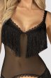 画像7: Sherila corset thong |  ガーターベルト付きコルセット＆タンガ2点セット（シースルー・フリンジ・チュールレース・ブラック）  | Obsessive 高級Sexyランジェリー輸入下着・ランジェリー    (7)