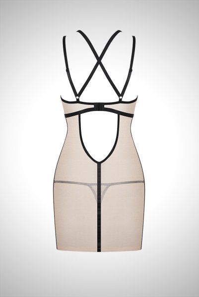 画像10: nude |lia chemise | スリップドレス&Tバック2点セット・ノンワイヤー・タンガ・シアーベージュ・シースルー   | 高級Sexyランジェリー Obsessive (10)