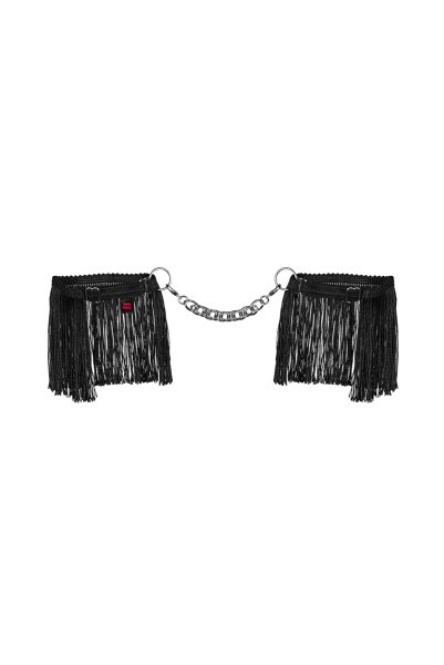 画像2: Sherila cuffs | ハンドカフス(フリンジ・シルバーチェーン・ブラック)   |  Obsessive 高級Sexyランジェリー (2)