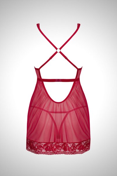 画像2: Lacelove babydoll |ベビードール&タンガ2点セット・レッド | obsessive 高級Sexyランジェリー (2)