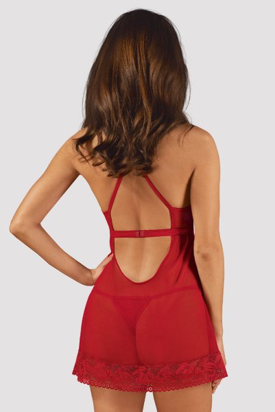 画像4: Lacelove babydoll |ベビードール&タンガ2点セット・レッド | obsessive 高級Sexyランジェリー (4)