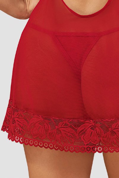 画像10: Lacelove babydoll |ベビードール&タンガ2点セット・レッド | obsessive 高級Sexyランジェリー (10)