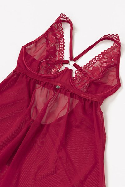 画像11: Lacelove babydoll |ベビードール&タンガ2点セット・レッド | obsessive 高級Sexyランジェリー (11)