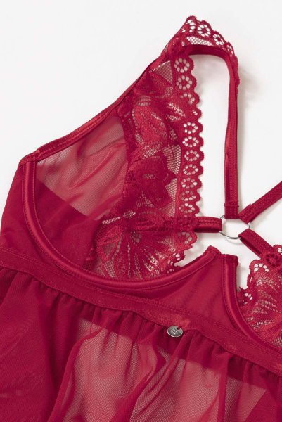 画像13: Lacelove babydoll |ベビードール&タンガ2点セット・レッド | obsessive 高級Sexyランジェリー (13)