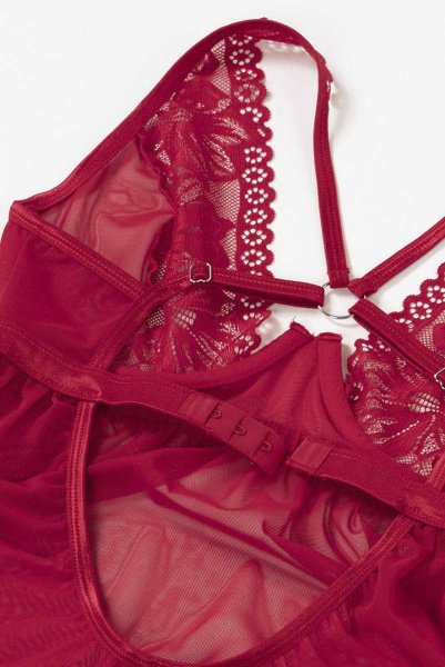 画像14: Lacelove babydoll |ベビードール&タンガ2点セット・レッド | obsessive 高級Sexyランジェリー (14)