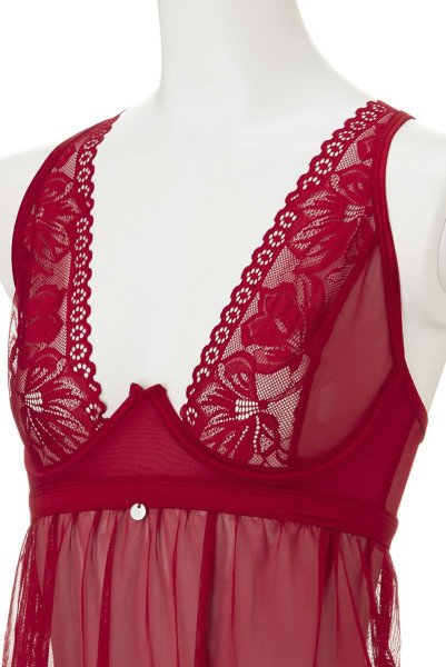 画像18: Lacelove babydoll |ベビードール&タンガ2点セット・レッド | obsessive 高級Sexyランジェリー (18)