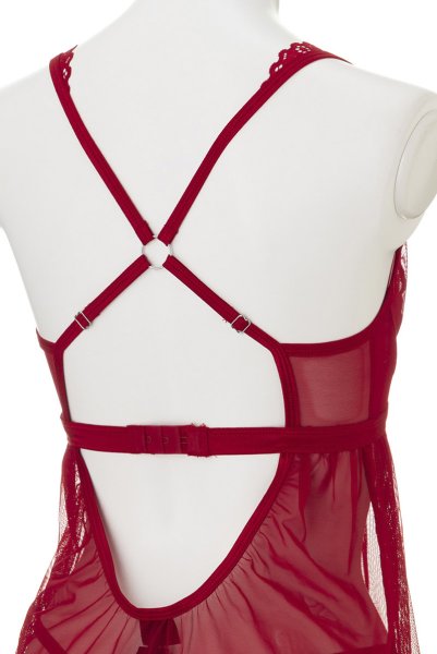 画像19: Lacelove babydoll |ベビードール&タンガ2点セット・レッド | obsessive 高級Sexyランジェリー (19)