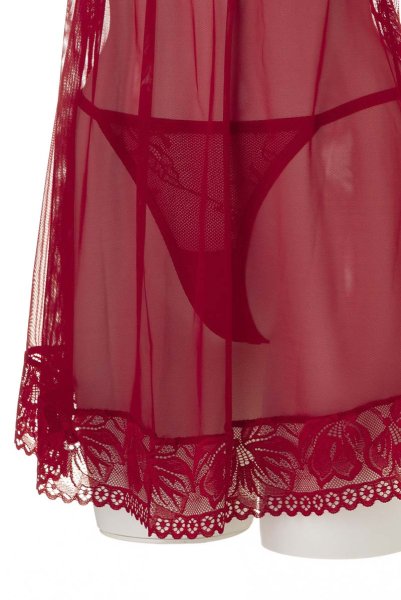 画像20: Lacelove babydoll |ベビードール&タンガ2点セット・レッド | obsessive 高級Sexyランジェリー (20)