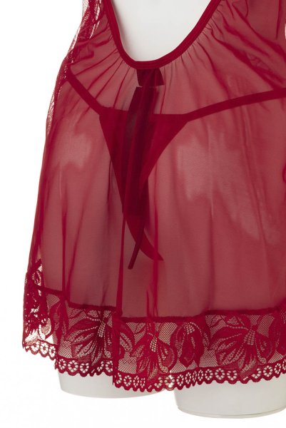 画像21: Lacelove babydoll |ベビードール&タンガ2点セット・レッド | obsessive 高級Sexyランジェリー (21)