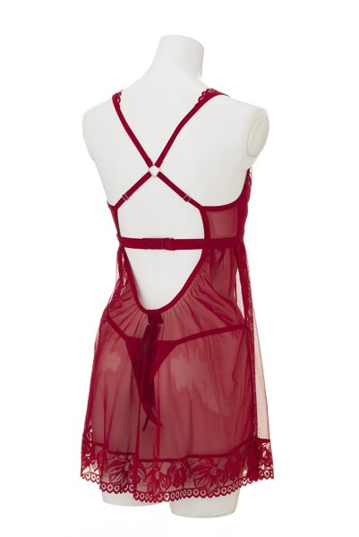 画像22: Lacelove babydoll |ベビードール&タンガ2点セット・レッド | obsessive 高級Sexyランジェリー (22)